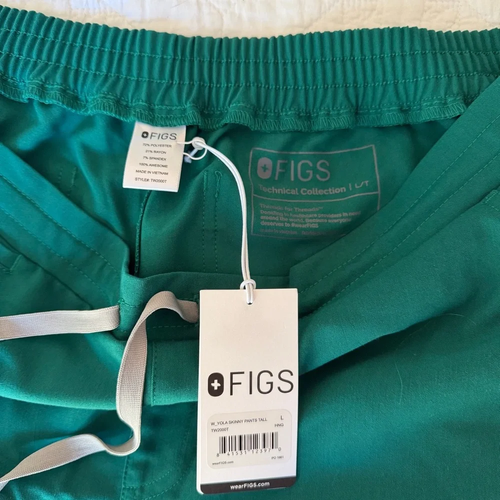 FIGS Women’s Yola High Waisted Skinny Hunter Green Scrub Pants - Picture 2 of 4